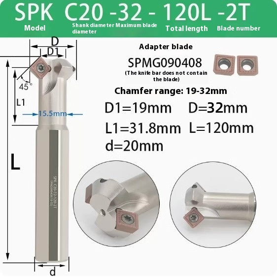 6037 45 degree inside and outside positive and negative chamfering cutter CNC rounding chamfering cutter SD SPK upper and lower bore reverse pull chamfering cutter bar Shandong Denso Pricision Tools Co.,Ltd.